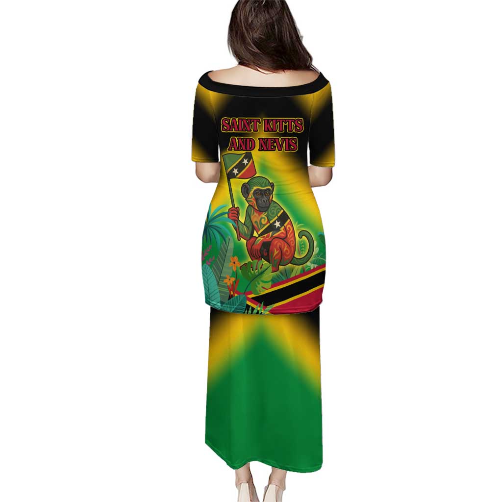 Saint Kitts and Nevis Puletasi with Coat of Arms and Flag Pattern Design - Wonder Print Shop