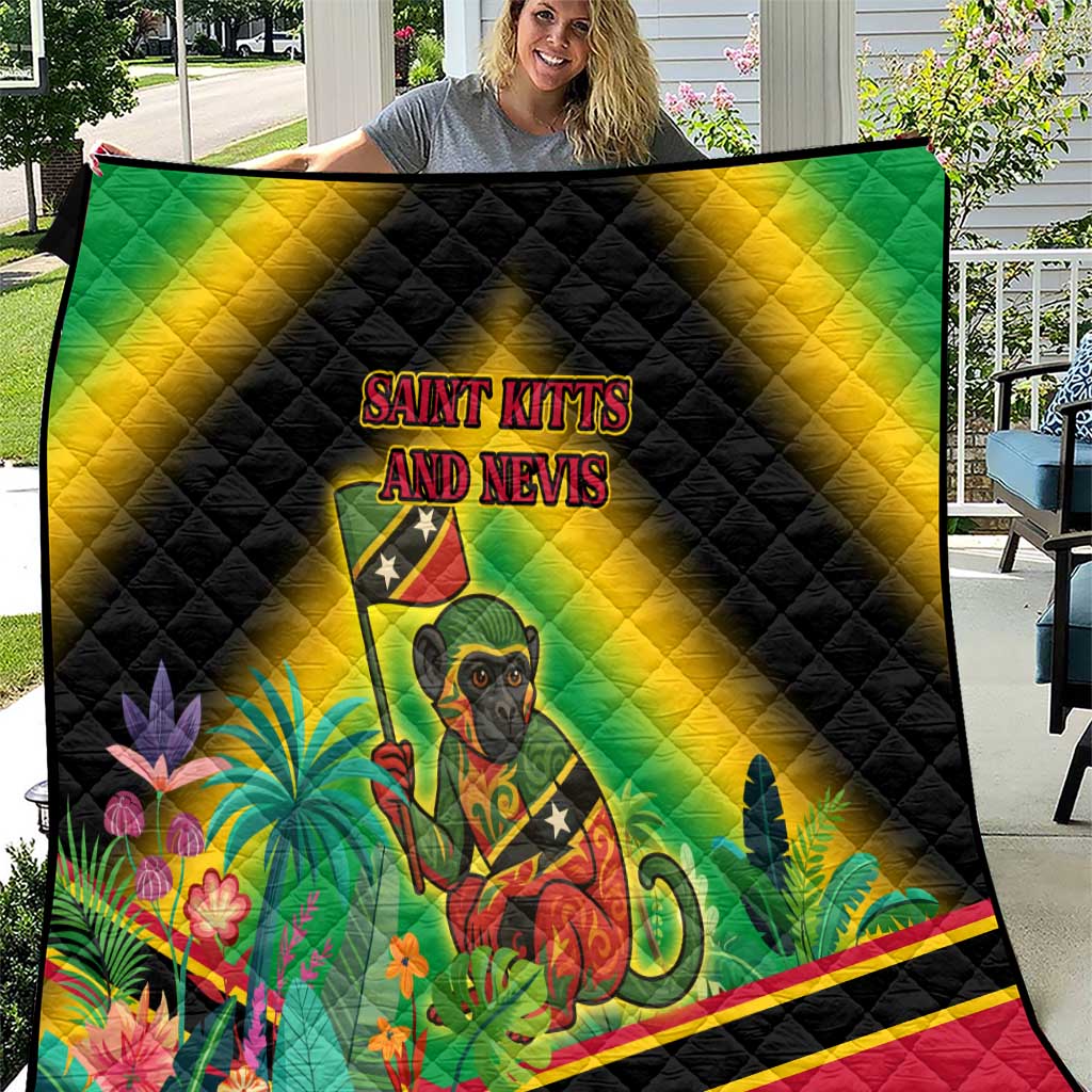 Saint Kitts and Nevis Quilt with Coat of Arms and Flag Pattern Design - Wonder Print Shop