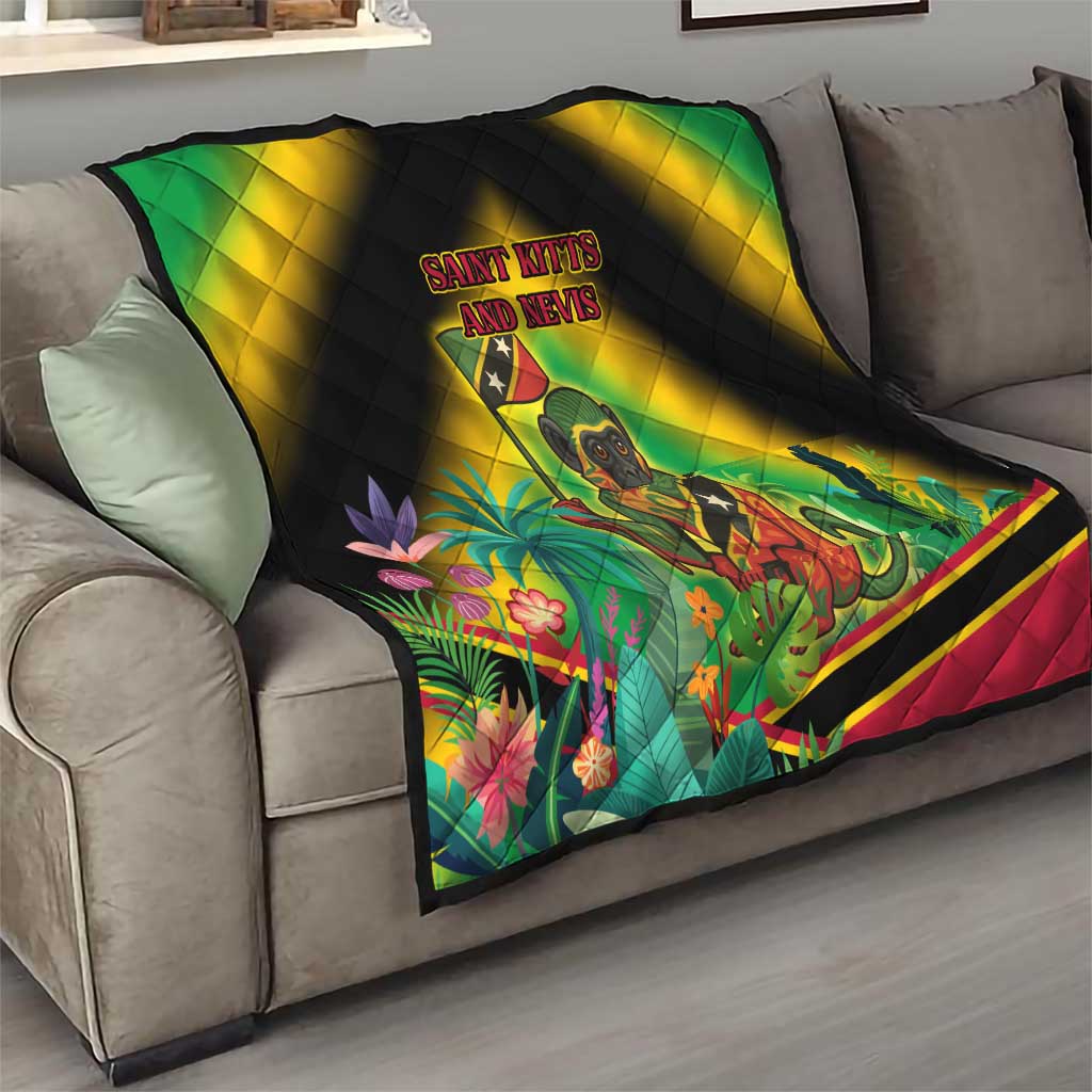 Saint Kitts and Nevis Quilt with Coat of Arms and Flag Pattern Design - Wonder Print Shop