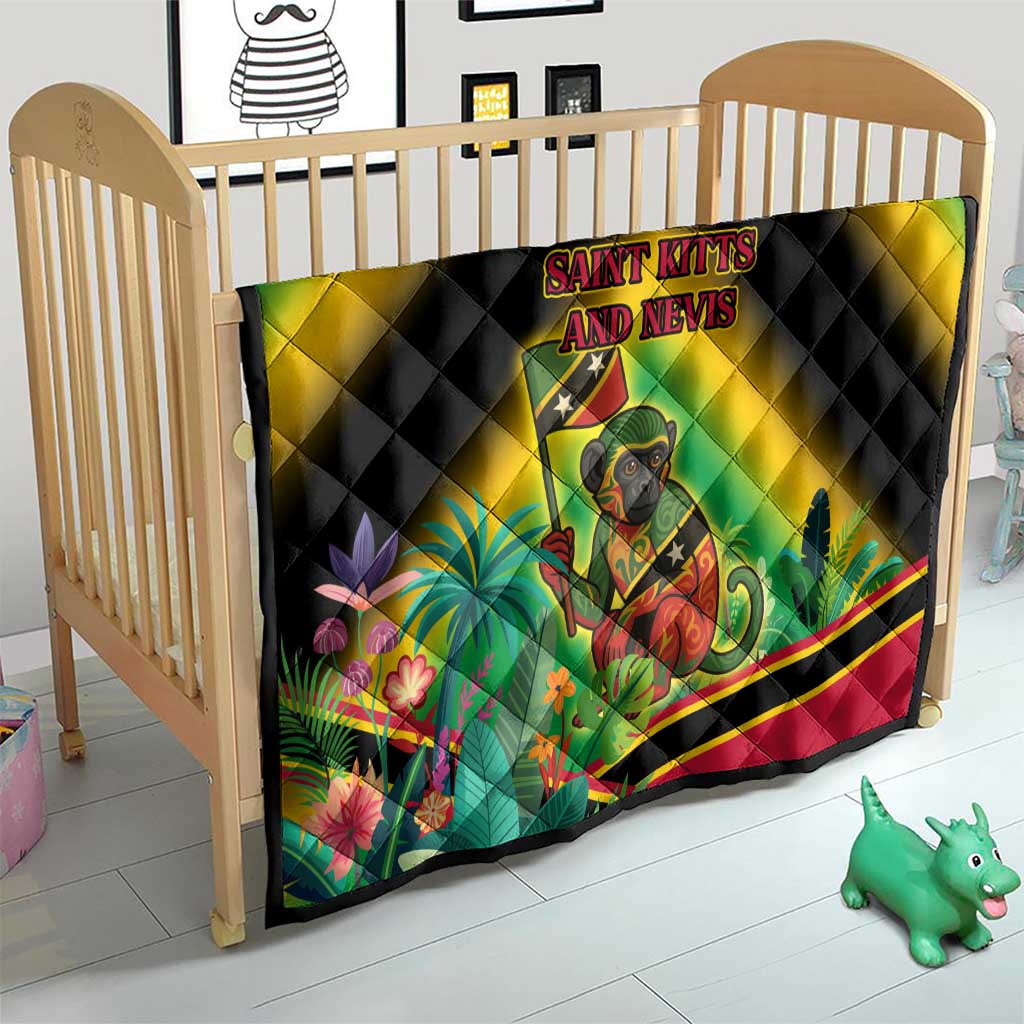 Saint Kitts and Nevis Quilt with Coat of Arms and Flag Pattern Design - Wonder Print Shop