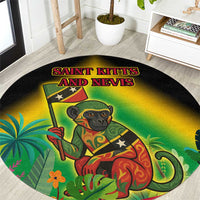 Saint Kitts and Nevis Round Carpet with Coat of Arms and Flag Pattern Design - Wonder Print Shop