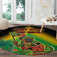 Saint Kitts and Nevis Round Carpet with Coat of Arms and Flag Pattern Design - Wonder Print Shop