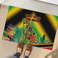 Saint Kitts and Nevis Rubber Doormat with Coat of Arms and Flag Pattern Design - Wonder Print Shop