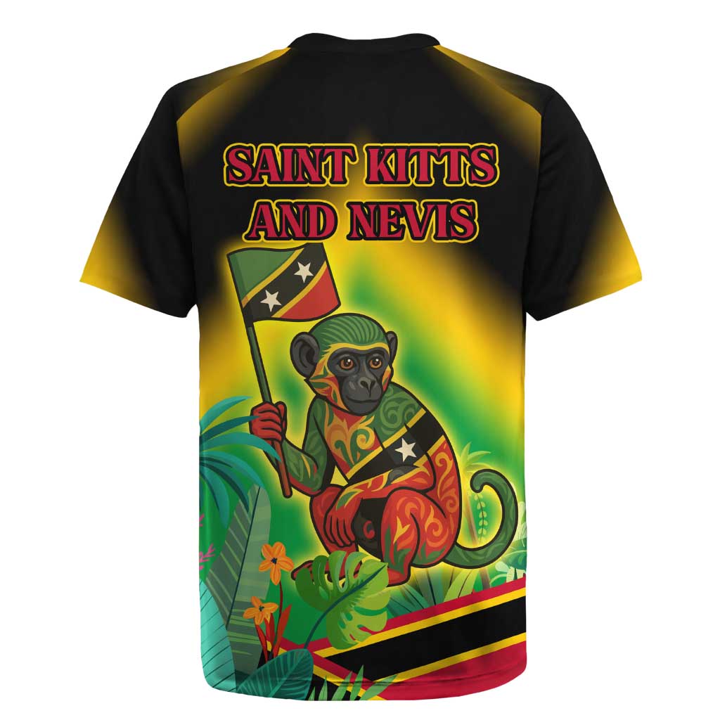 Saint Kitts and Nevis Rugby Jersey with Coat of Arms and Flag Pattern Design - Wonder Print Shop