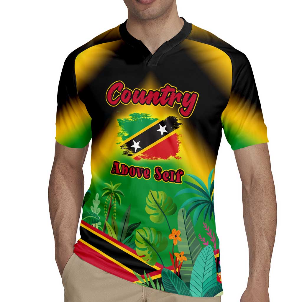 Saint Kitts and Nevis Rugby Jersey with Coat of Arms and Flag Pattern Design - Wonder Print Shop