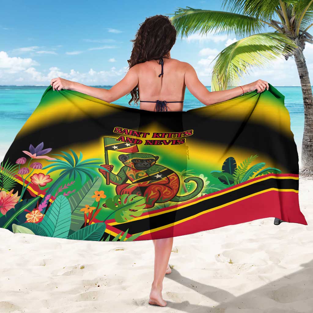 Saint Kitts and Nevis Sarong with Coat of Arms and Flag Pattern Design - Wonder Print Shop