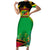 Saint Kitts and Nevis Short Sleeve Bodycon Dress with Coat of Arms and Flag Pattern Design - Wonder Print Shop