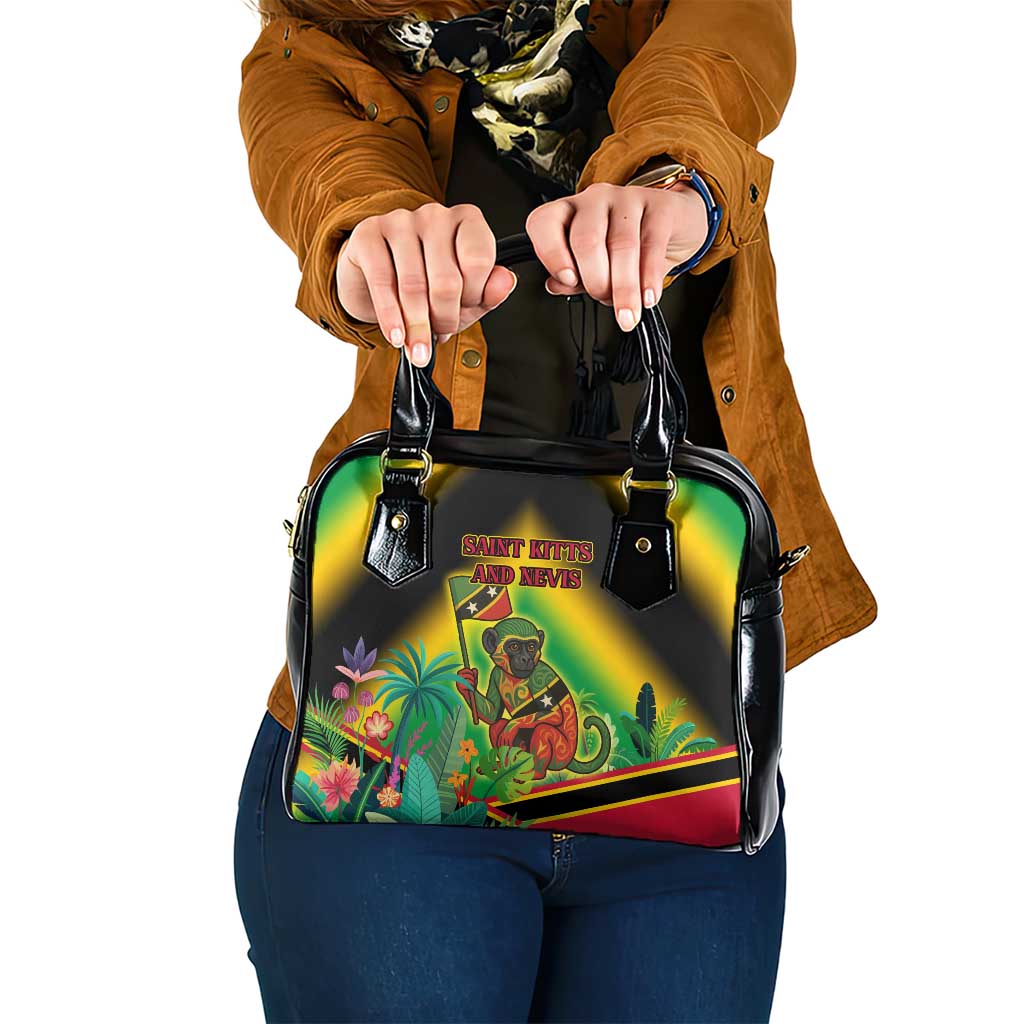 Saint Kitts and Nevis Shoulder Handbag with Coat of Arms and Flag Pattern Design - Wonder Print Shop