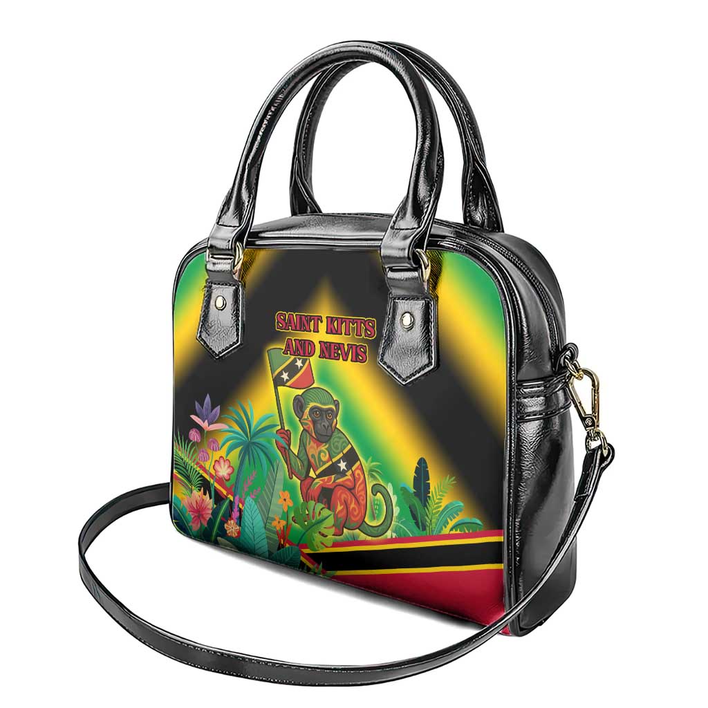 Saint Kitts and Nevis Shoulder Handbag with Coat of Arms and Flag Pattern Design - Wonder Print Shop