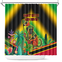 Saint Kitts and Nevis Shower Curtain with Coat of Arms and Flag Pattern Design - Wonder Print Shop