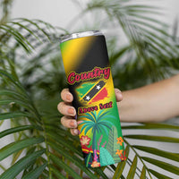 Saint Kitts and Nevis Skinny Tumbler with Coat of Arms and Flag Pattern Design - Wonder Print Shop