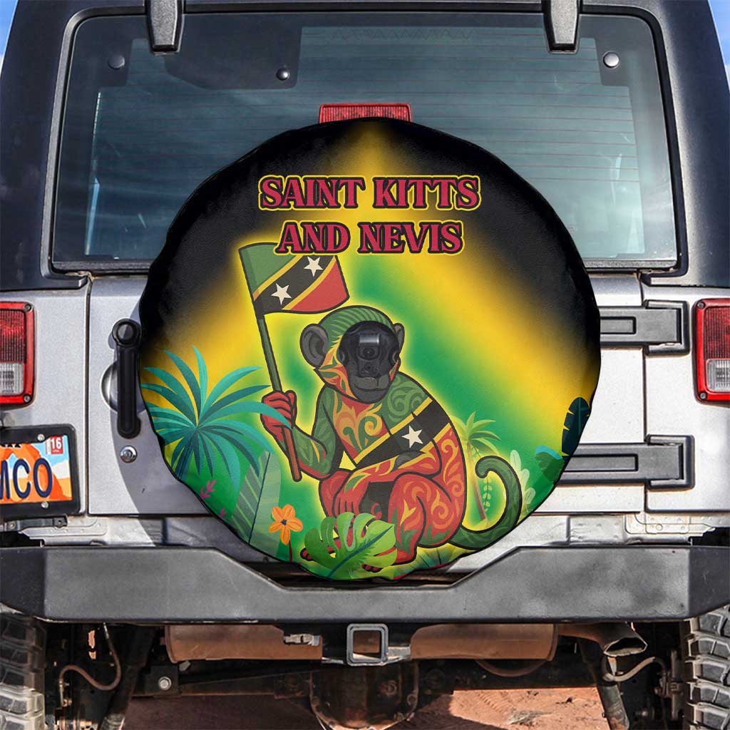 Saint Kitts and Nevis Spare Tire Cover with Coat of Arms and Flag Pattern Design - Wonder Print Shop