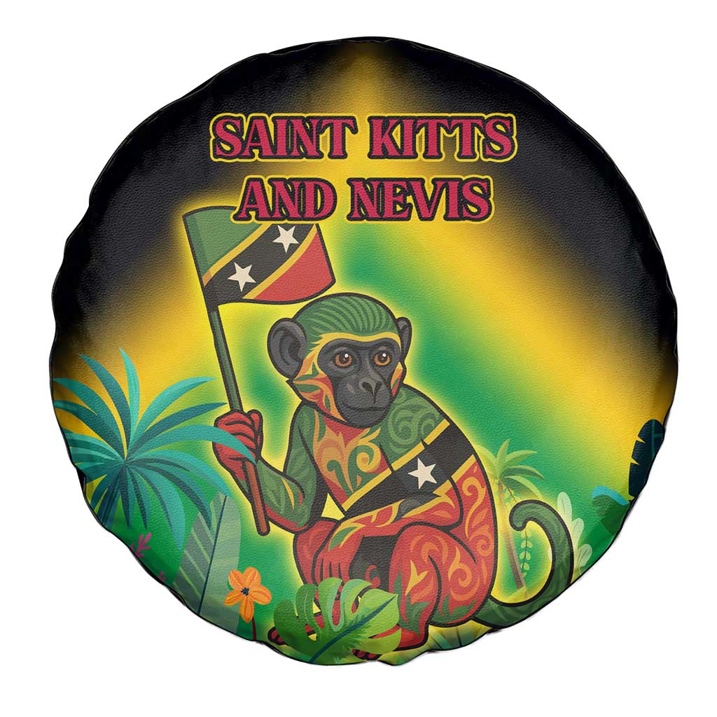 Saint Kitts and Nevis Spare Tire Cover with Coat of Arms and Flag Pattern Design - Wonder Print Shop