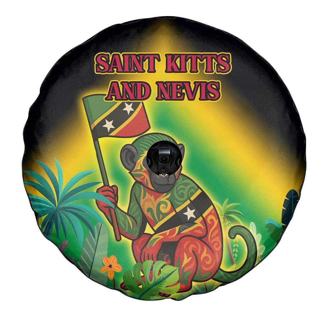 Saint Kitts and Nevis Spare Tire Cover with Coat of Arms and Flag Pattern Design - Wonder Print Shop
