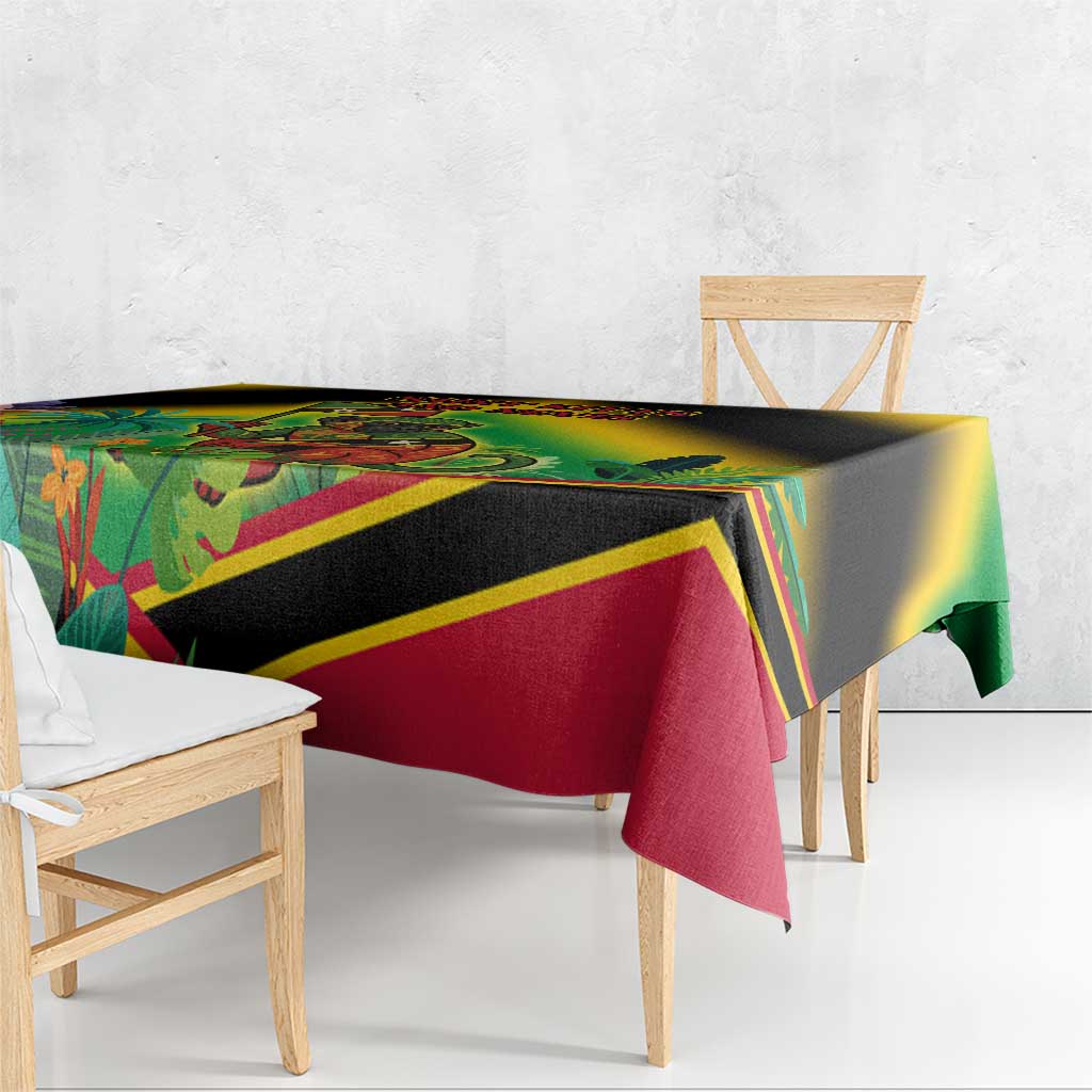 Saint Kitts and Nevis Tablecloth with Coat of Arms and Flag Pattern Design - Wonder Print Shop