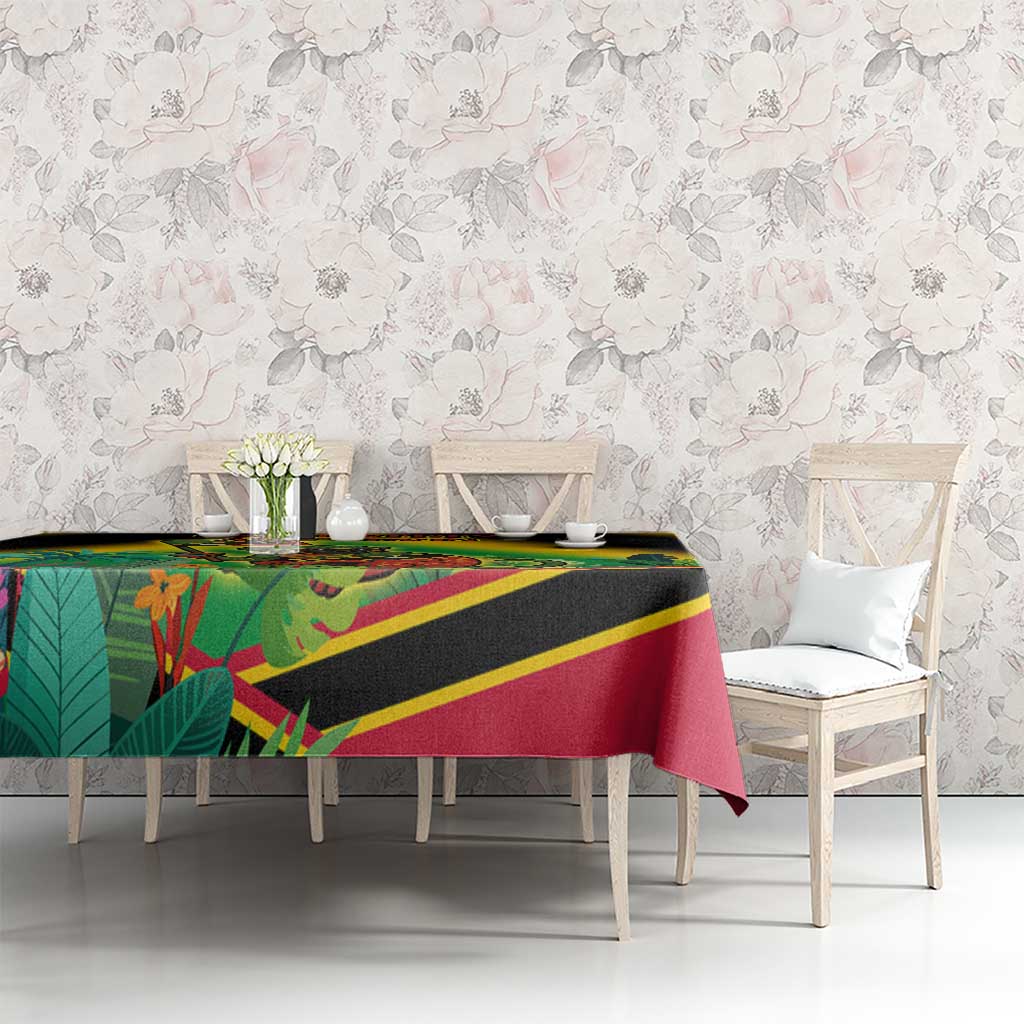 Saint Kitts and Nevis Tablecloth with Coat of Arms and Flag Pattern Design - Wonder Print Shop