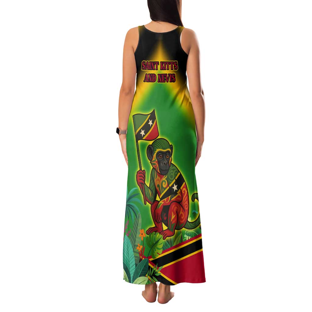 Saint Kitts and Nevis Tank Maxi Dress with Coat of Arms and Flag Pattern Design - Wonder Print Shop