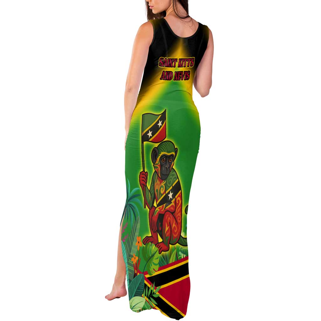 Saint Kitts and Nevis Tank Maxi Dress with Coat of Arms and Flag Pattern Design - Wonder Print Shop