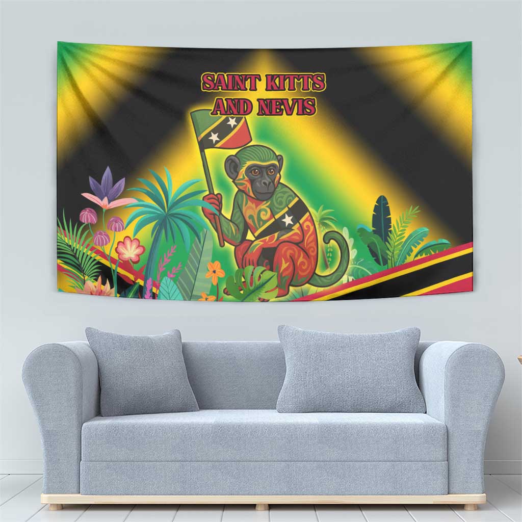 Saint Kitts and Nevis Tapestry with Coat of Arms and Flag Pattern Design - Wonder Print Shop
