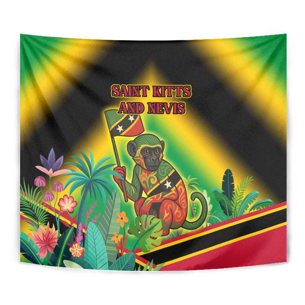 Saint Kitts and Nevis Tapestry with Coat of Arms and Flag Pattern Design - Wonder Print Shop