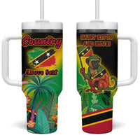 Saint Kitts and Nevis Tumbler With Handle with Coat of Arms and Flag Pattern Design - Wonder Print Shop