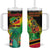 Saint Kitts and Nevis Tumbler With Handle with Coat of Arms and Flag Pattern Design - Wonder Print Shop