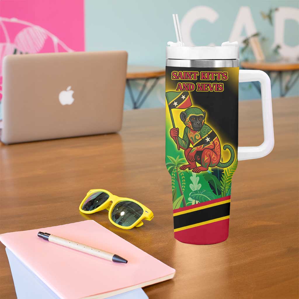 Saint Kitts and Nevis Tumbler With Handle with Coat of Arms and Flag Pattern Design - Wonder Print Shop