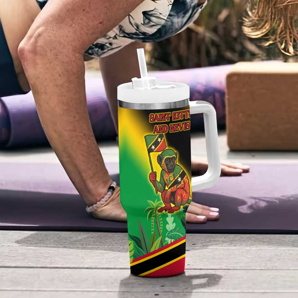 Saint Kitts and Nevis Tumbler With Handle with Coat of Arms and Flag Pattern Design - Wonder Print Shop