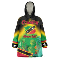 Saint Kitts and Nevis Wearable Blanket Hoodie with Coat of Arms and Flag Pattern Design - Wonder Print Shop