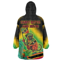 Saint Kitts and Nevis Wearable Blanket Hoodie with Coat of Arms and Flag Pattern Design - Wonder Print Shop