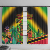Saint Kitts and Nevis Window Curtain with Coat of Arms and Flag Pattern Design - Wonder Print Shop