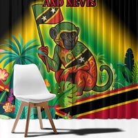 Saint Kitts and Nevis Window Curtain with Coat of Arms and Flag Pattern Design - Wonder Print Shop