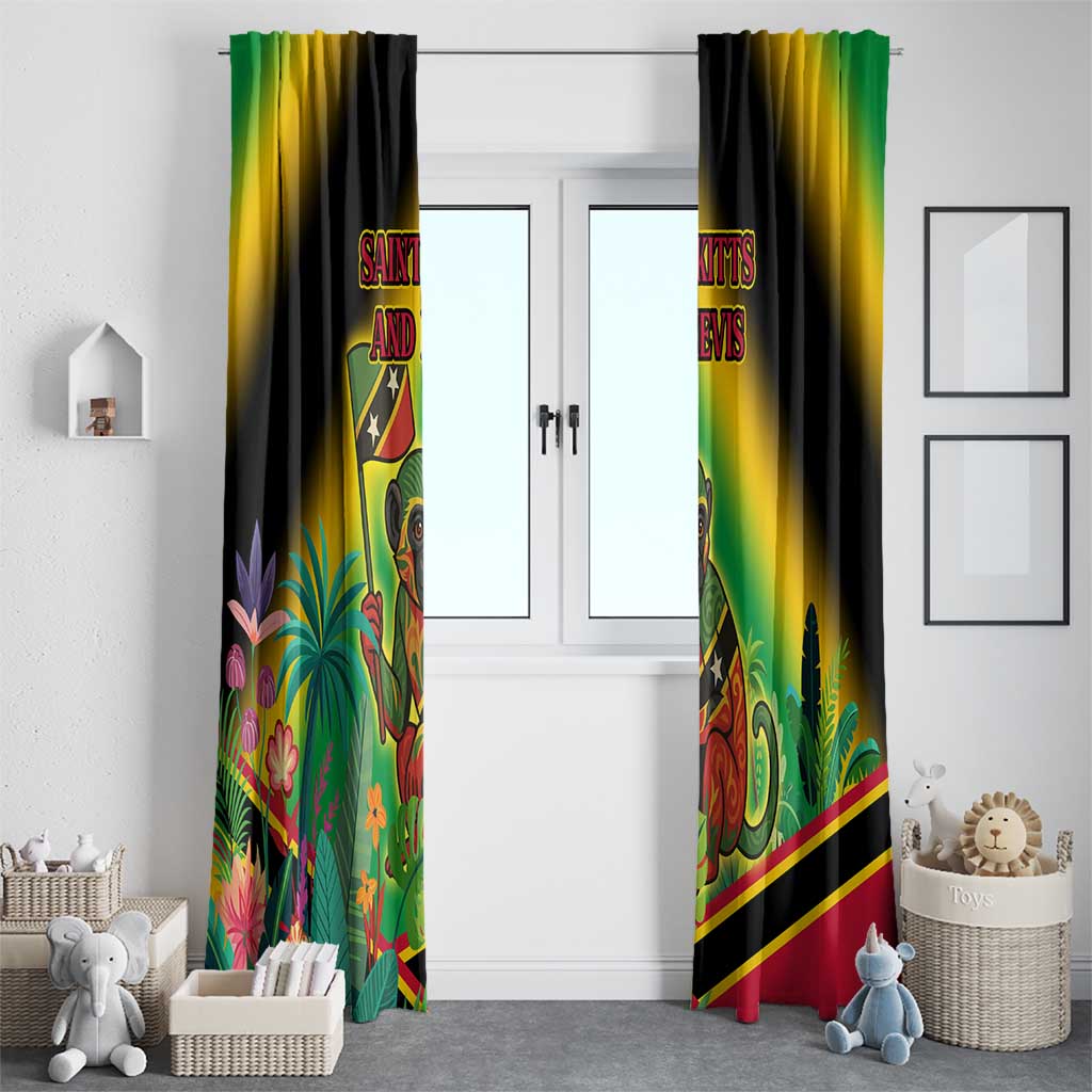 Saint Kitts and Nevis Window Curtain with Coat of Arms and Flag Pattern Design - Wonder Print Shop