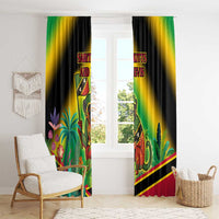 Saint Kitts and Nevis Window Curtain with Coat of Arms and Flag Pattern Design - Wonder Print Shop