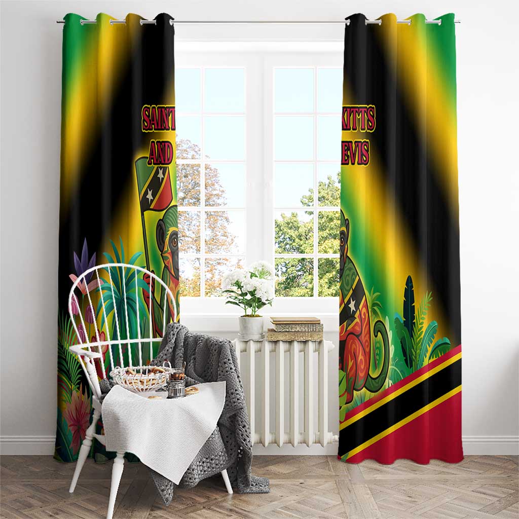 Saint Kitts and Nevis Window Curtain with Coat of Arms and Flag Pattern Design - Wonder Print Shop