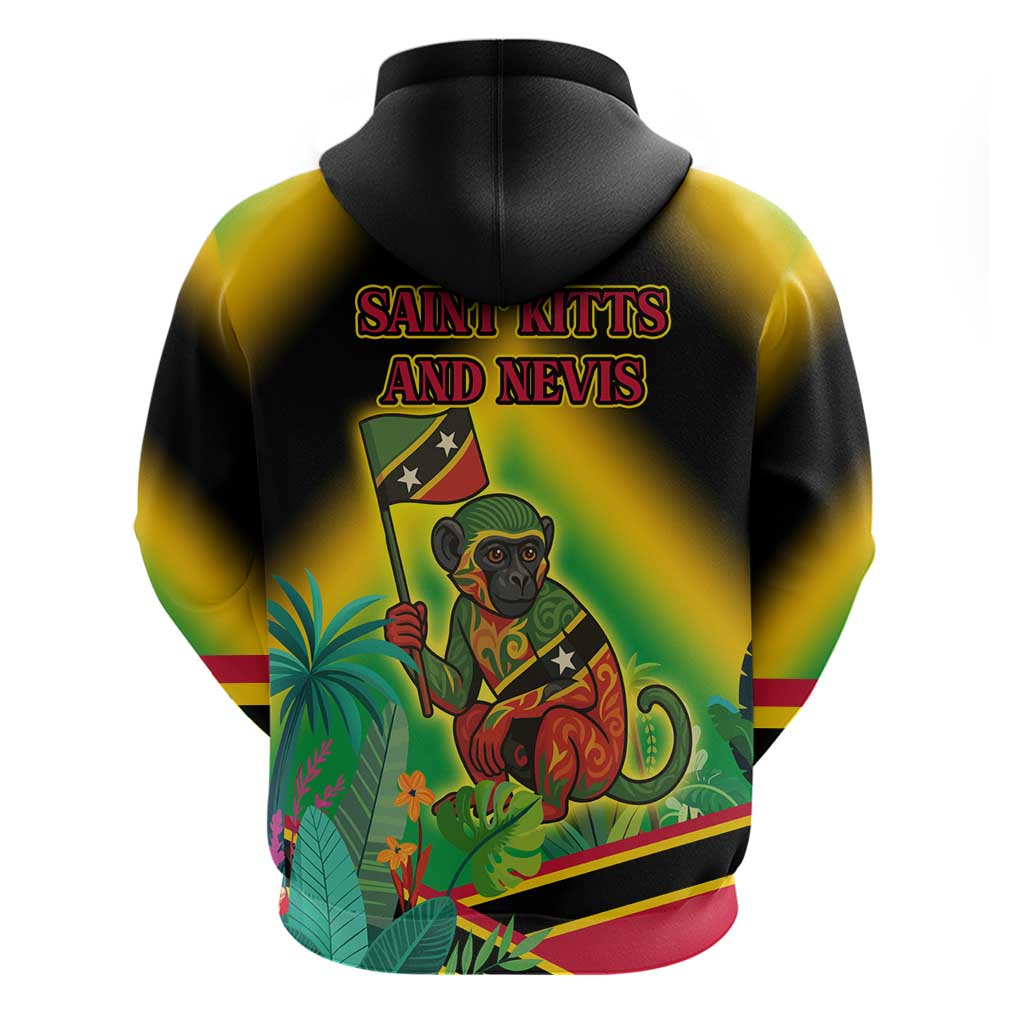Saint Kitts and Nevis Zip Hoodie with Coat of Arms and Flag Pattern Design - Wonder Print Shop
