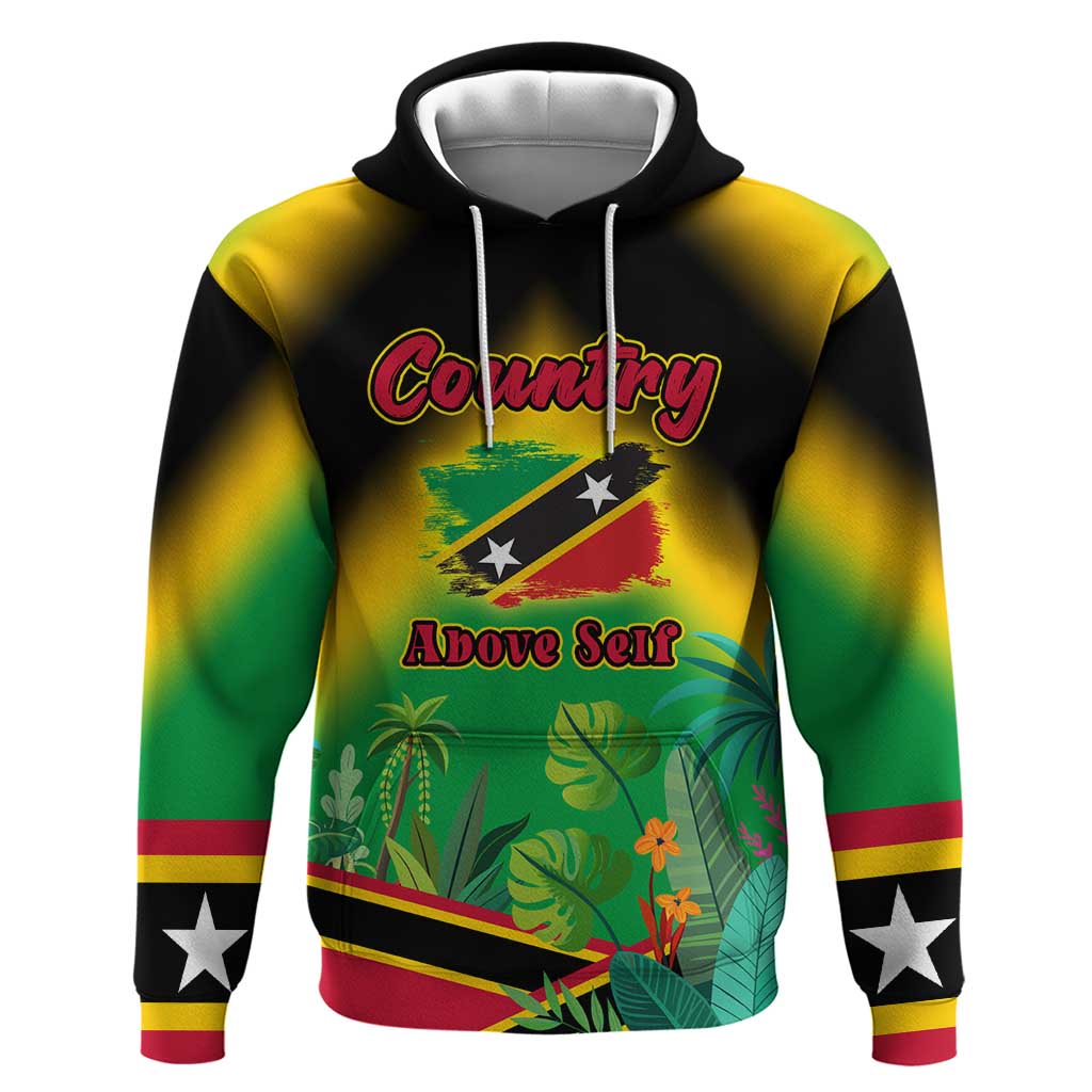 Saint Kitts and Nevis Zip Hoodie with Coat of Arms and Flag Pattern Design - Wonder Print Shop