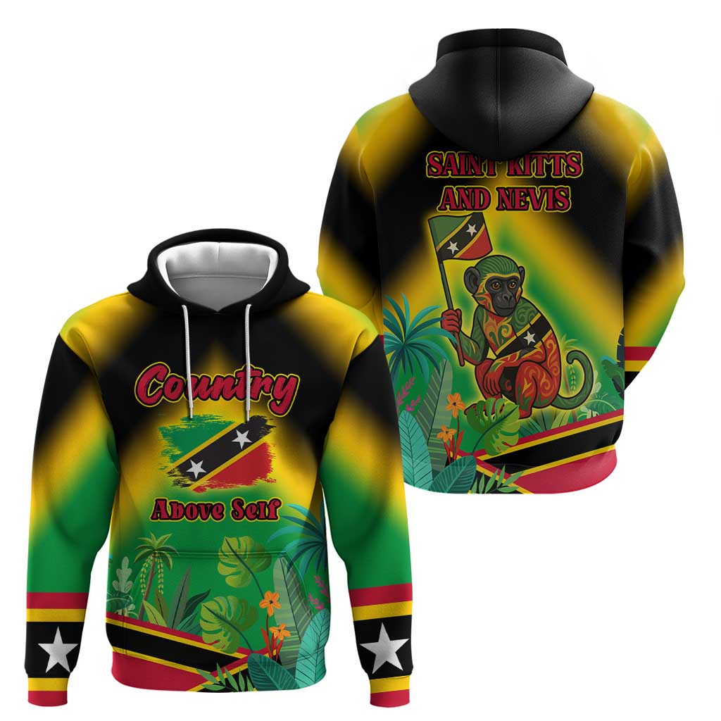 Saint Kitts and Nevis Zip Hoodie with Coat of Arms and Flag Pattern Design - Wonder Print Shop