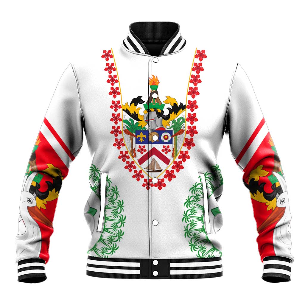 Saint Kitts and Nevis Baseball Jacket with Vibrant Flag Colors and Hibiscus Flower Design - Wonder Print Shop