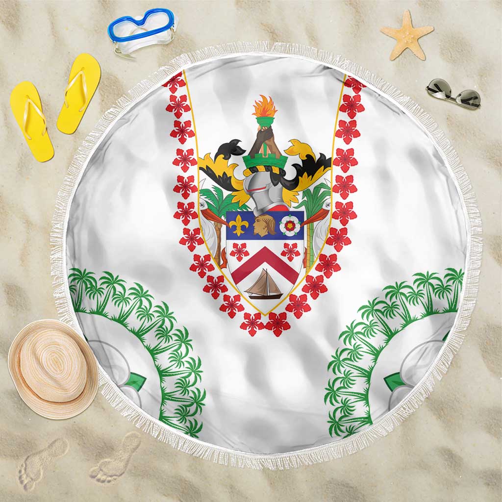 Saint Kitts and Nevis Beach Blanket with Vibrant Flag Colors and Hibiscus Flower Design - Wonder Print Shop