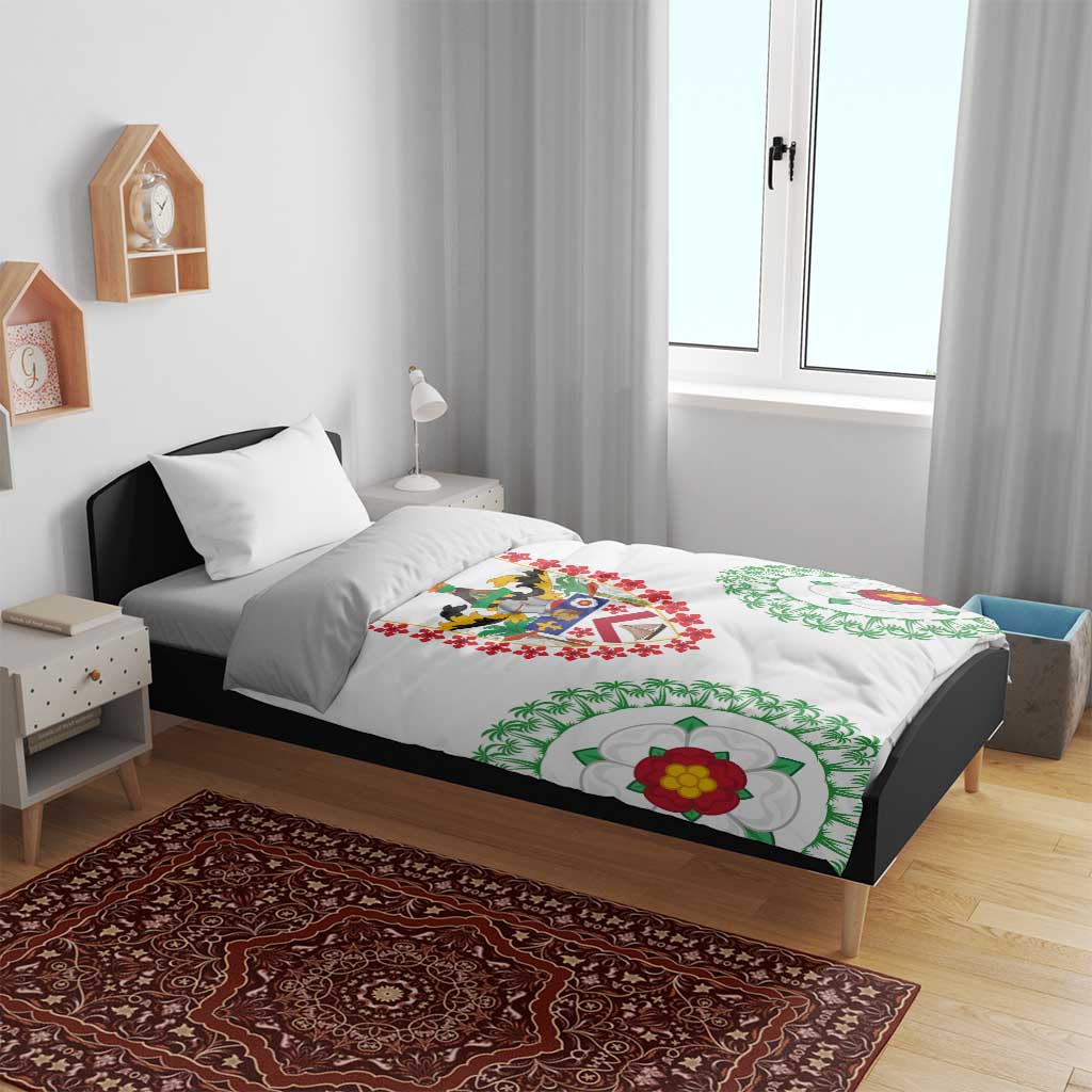 Saint Kitts and Nevis Bedding Set with Vibrant Flag Colors and Hibiscus Flower Design - Wonder Print Shop