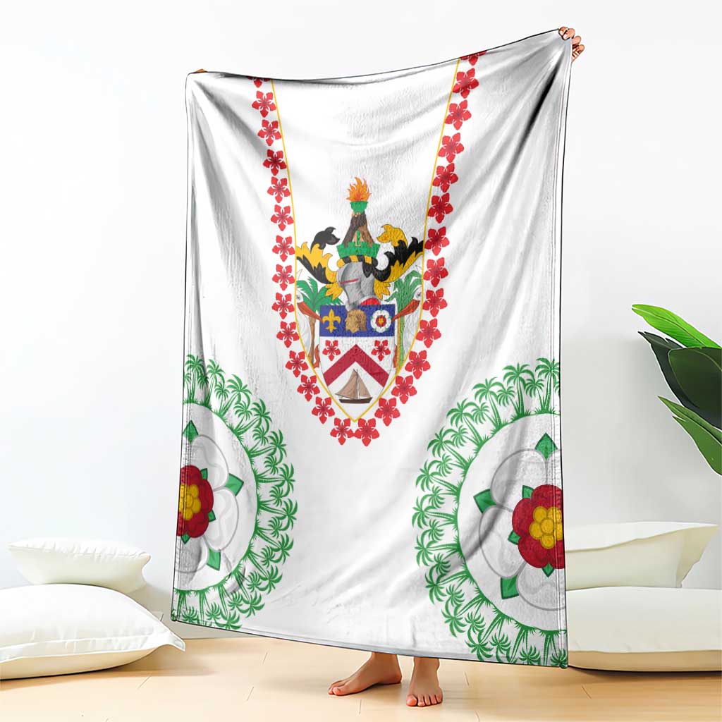 Saint Kitts and Nevis Blanket with Vibrant Flag Colors and Hibiscus Flower Design - Wonder Print Shop