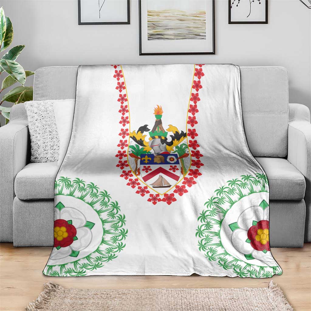 Saint Kitts and Nevis Blanket with Vibrant Flag Colors and Hibiscus Flower Design - Wonder Print Shop