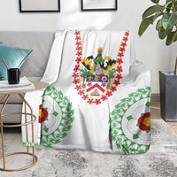 Saint Kitts and Nevis Blanket with Vibrant Flag Colors and Hibiscus Flower Design - Wonder Print Shop