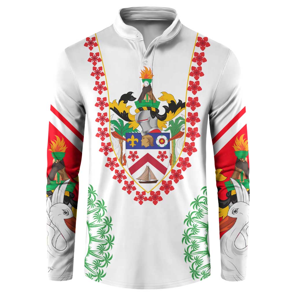 Saint Kitts and Nevis Button Sweatshirt with Vibrant Flag Colors and Hibiscus Flower Design - Wonder Print Shop