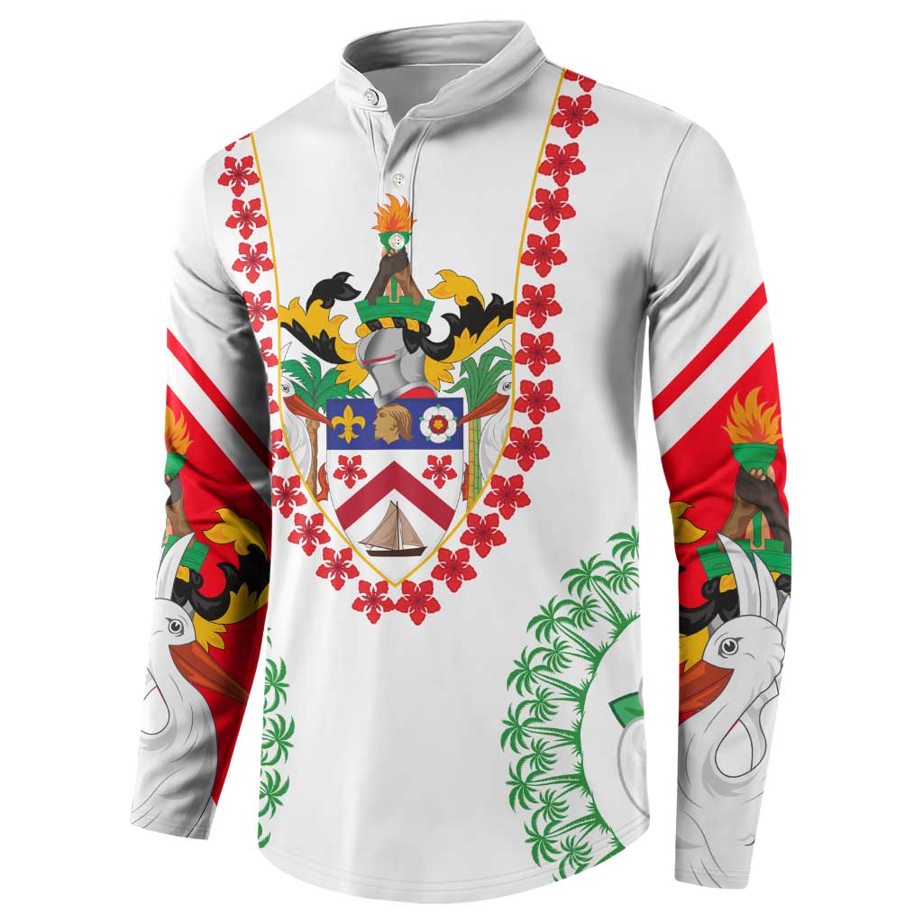Saint Kitts and Nevis Button Sweatshirt with Vibrant Flag Colors and Hibiscus Flower Design - Wonder Print Shop