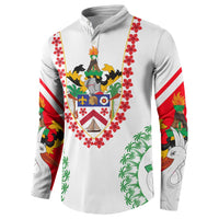 Saint Kitts and Nevis Button Sweatshirt with Vibrant Flag Colors and Hibiscus Flower Design - Wonder Print Shop