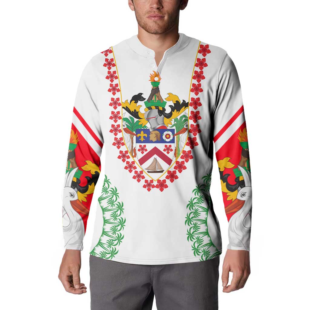 Saint Kitts and Nevis Button Sweatshirt with Vibrant Flag Colors and Hibiscus Flower Design - Wonder Print Shop