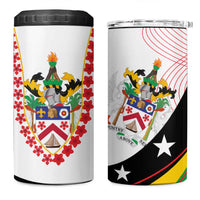 Saint Kitts and Nevis 4 in 1 Can Cooler Tumbler with Vibrant Flag Colors and Hibiscus Flower Design - Wonder Print Shop