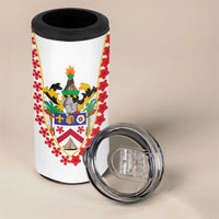 Saint Kitts and Nevis 4 in 1 Can Cooler Tumbler with Vibrant Flag Colors and Hibiscus Flower Design - Wonder Print Shop